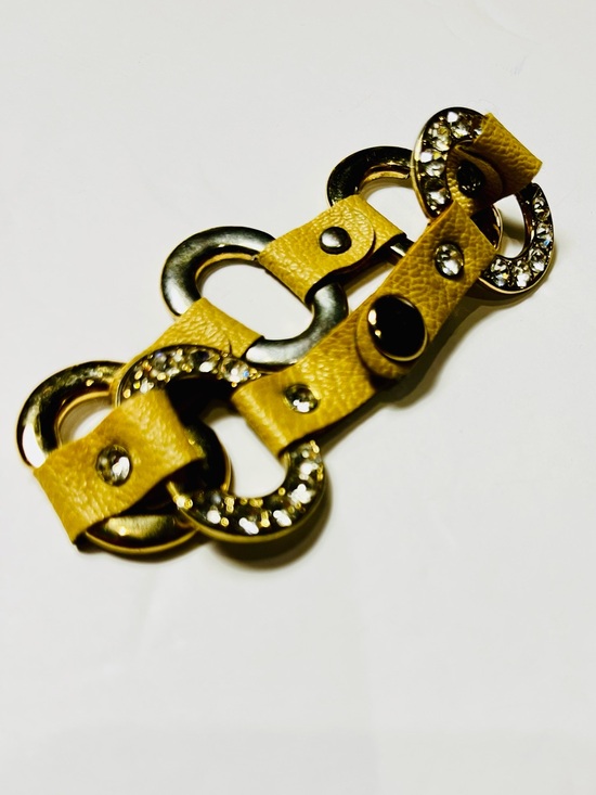 Jewelry - Beige Rhinestone Link Bracelet - Women's Fashion Accessory leather strap $19